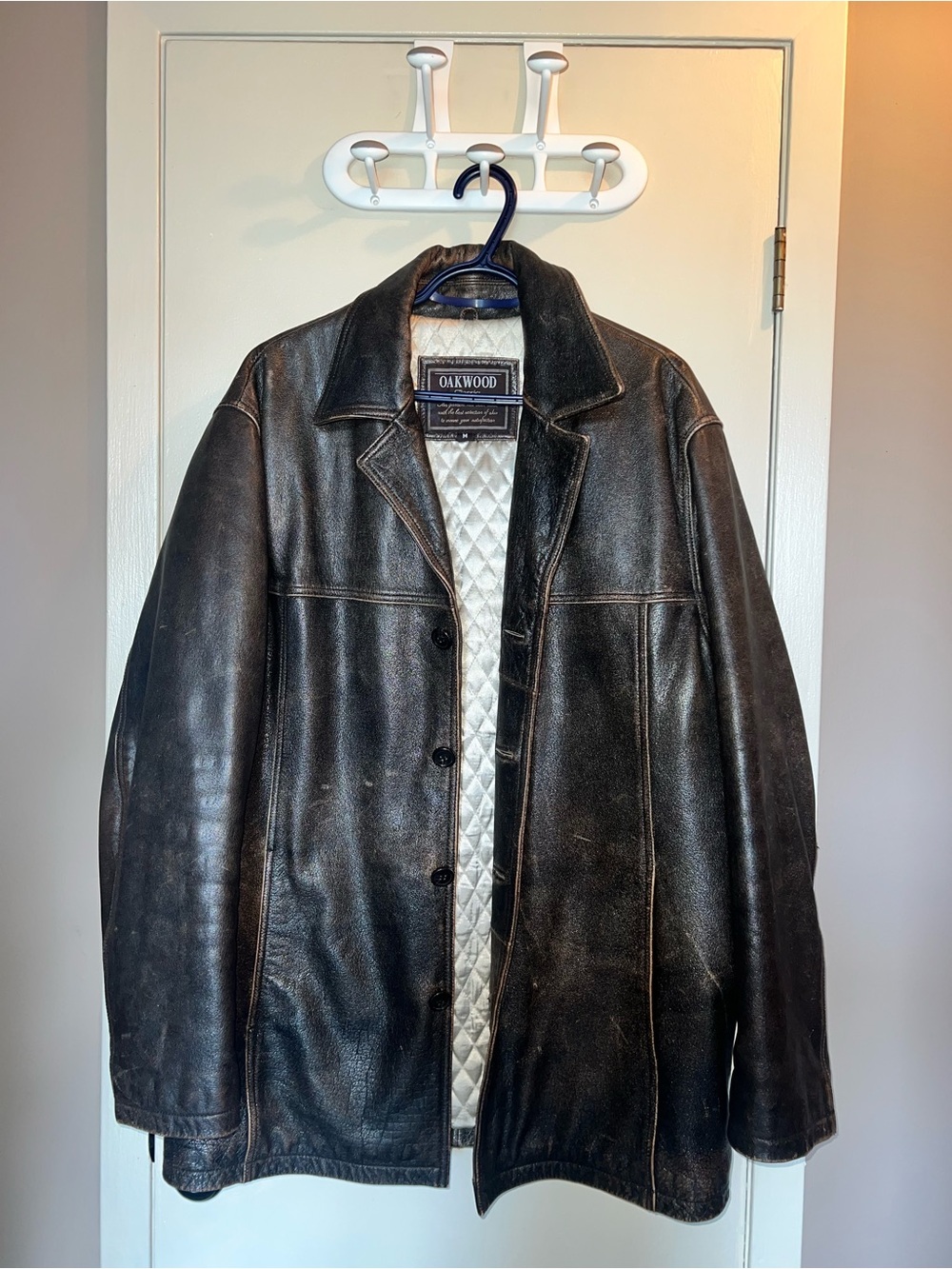 Men's OAKWOOD Brown Leather Coat
